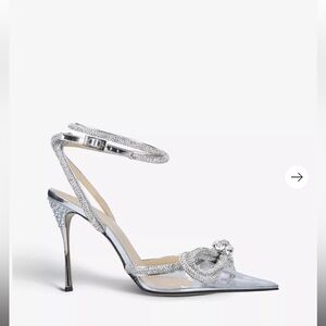 Mach & Mach double bow crystal embellished pvc heels